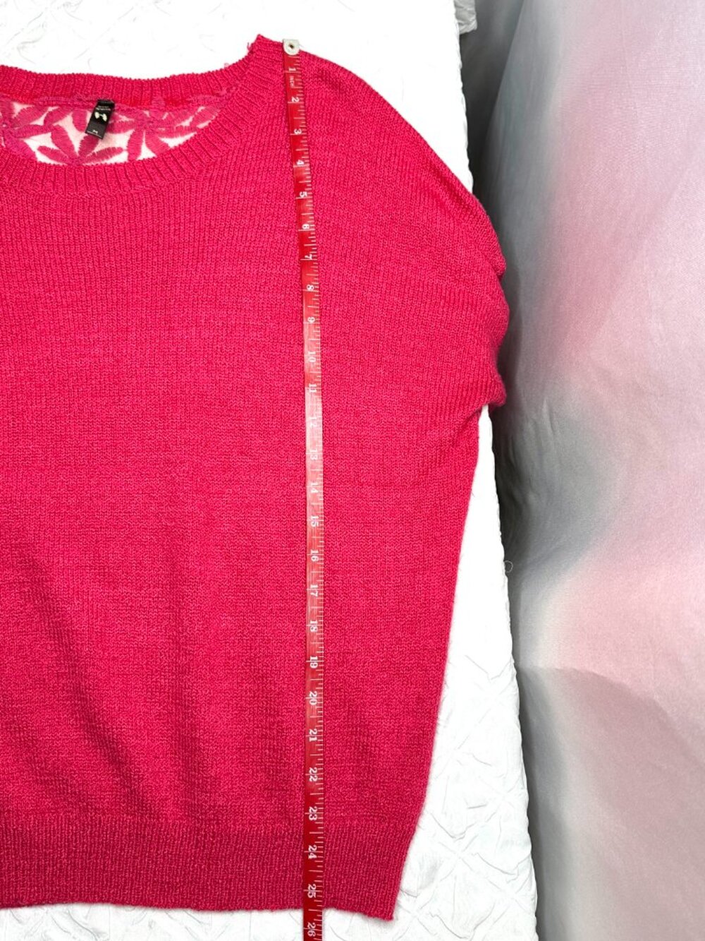 Bear Dance Sheer Floral Back Sweater, Medium Coquette Fairy Hippy Crewneck Berry - Picture 3 of 5